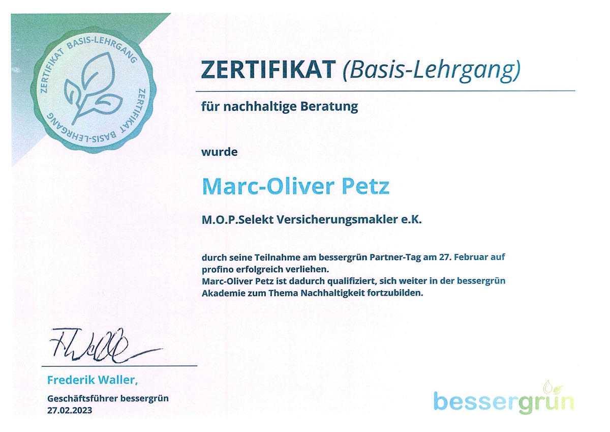 Zertifikat für nachhaltige Beratung